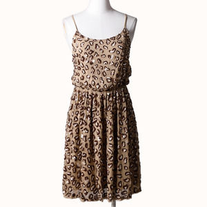 ALICE + OLIVIA Animal Printed Gold Sequin Cocktail Dress
